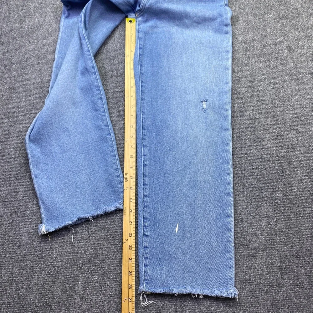 J.Crew Stovepipe High Rise Straight Leg Jeans Light Wash Raw Hem Sz 29 Distress